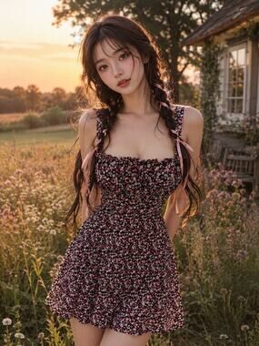 NWT Wildflower Fields blooming floral fit + flare flowy mini dress Nordstrom